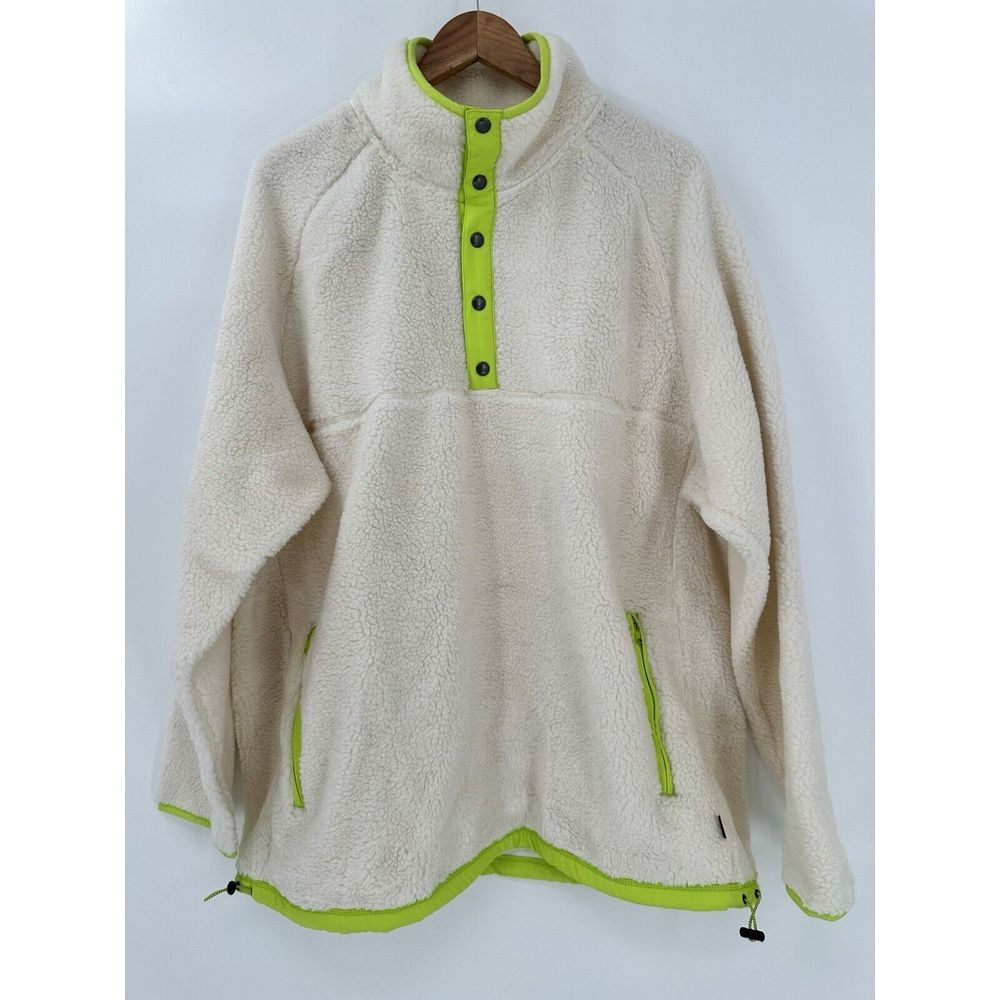 American Eagle Sherpa White Fleece Neon Snap Pullover Jacket Women's XXL NEW